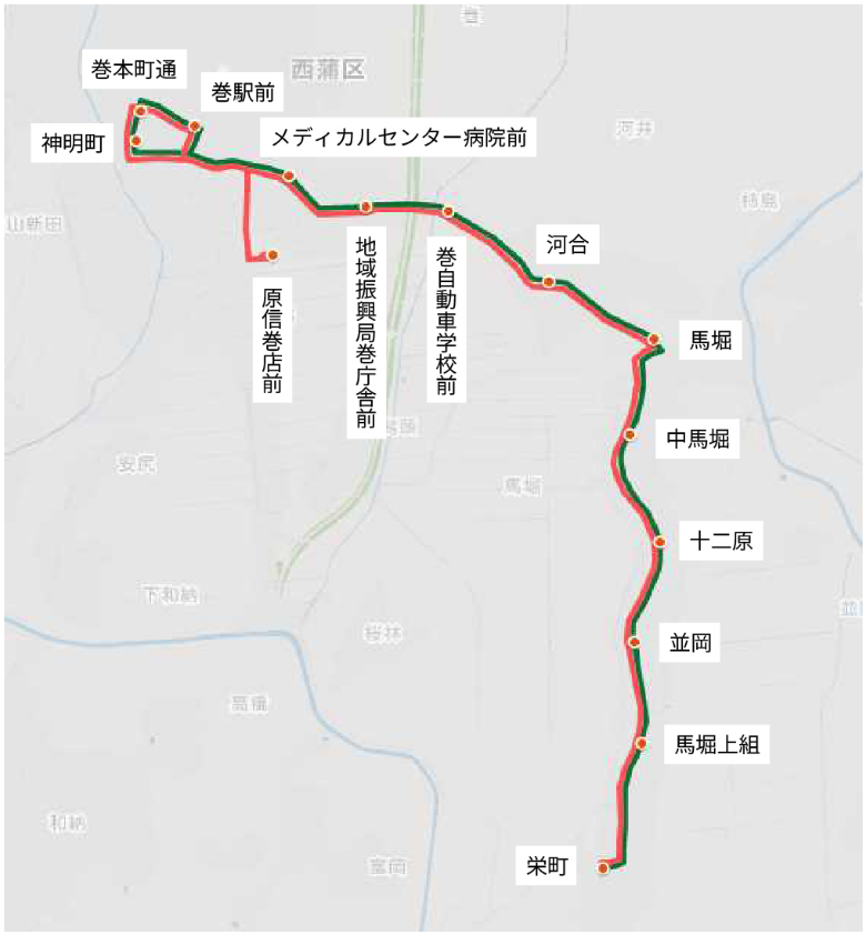 巻駅前～栄町線　運行系統図